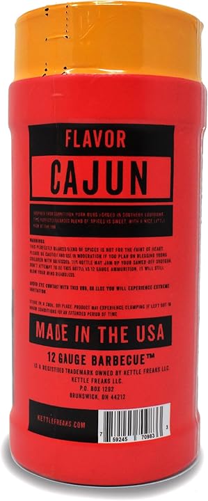 3 Pack of Kettle Freaks (Cajun) Meat Seasoning Barbecue Dry Rub - Authentic 12 Gauge Barbecue Spices for Pork Ribs, Chicken - Bold and Spicy Flavor - Perfect for Grilling and Smoking - 16oz Bottle