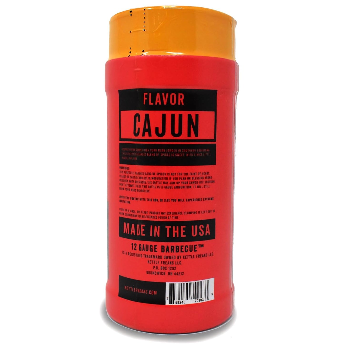 Kettle Freaks (Cajun) Meat Seasoning Barbecue Dry Rub - Authentic 12 Gauge Barbecue Spices for Pork Ribs, Chicken - Bold and Spicy Flavor - Perfect for Grilling and Smoking - 16oz